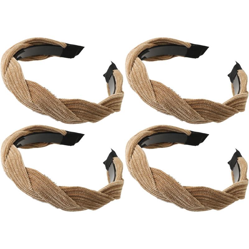 New Simple Wide Side Edge Fabric Hair Band Women Fashion Korean Retro Braided Headband Solid Knot Hoop Girls Hair Accessories