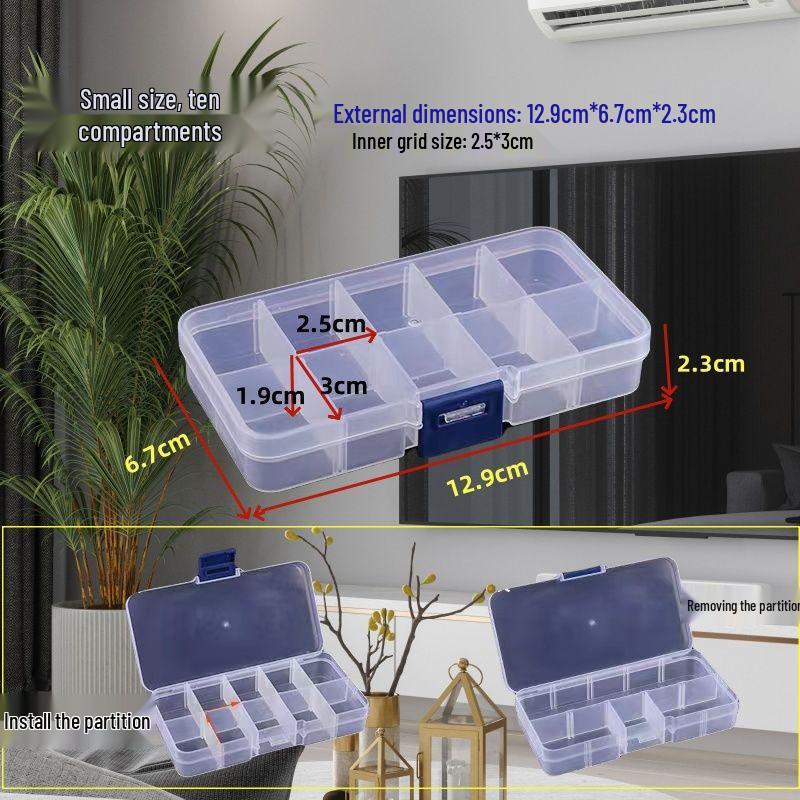 Transparent Multi-Compartment Jewelry and Ornament Storage Box with Removable Dividers
