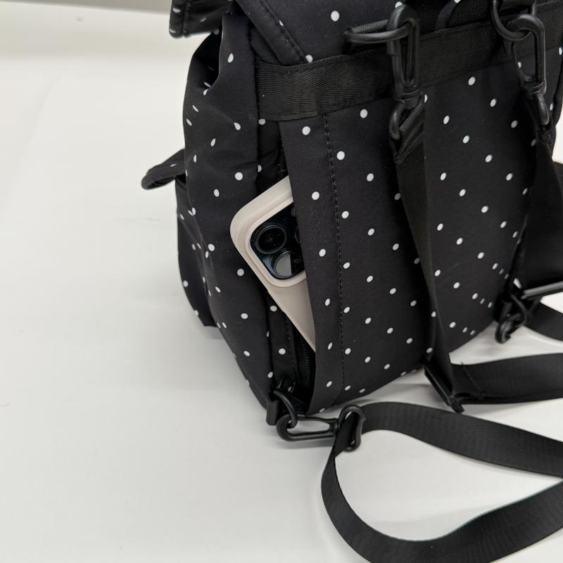Polka Dot Backpack for Women and Students with Drawstring Closure and Front Pockets