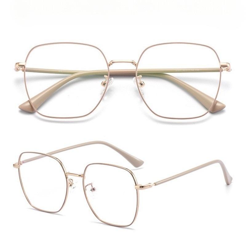 Korean Retro Metal Frame Square Row Men's and Women's Anti-blue Light/anti-radiation Glasses