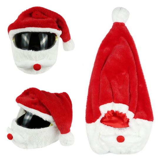 Christmas Motorcycle Helmet Cover Plush Full Face Helmet Cover Funny Santa Claus Xmas Hat for Men Women Riding Skiing