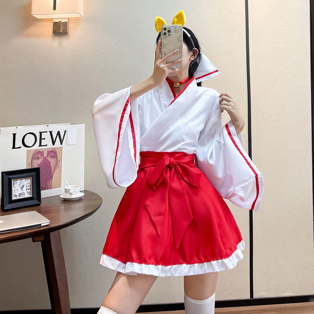 Shrine Maiden Red and White Fox Japanese Style Lolita Long Everyday Halloween Adult Socks [RPFLQ] Cosplay, Dress, Kimono, Style, Sleeves, Wear, Moe,