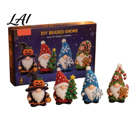 Kit de Gnome Perlé 3D Kit DIY Broderie de Perles Minuscules 4 Pièces Goblin Perlage Pour Décoration de Maison Loisirs Créatifs Art Créatif Mignon Cadeau Fait Main pour Débutants & Craft