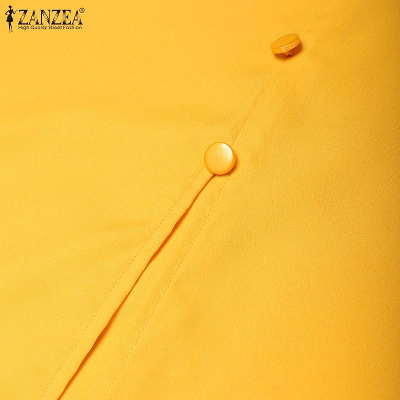 ZANZEA Women Casual V-Neck Summer Short Sleeve Long Dress