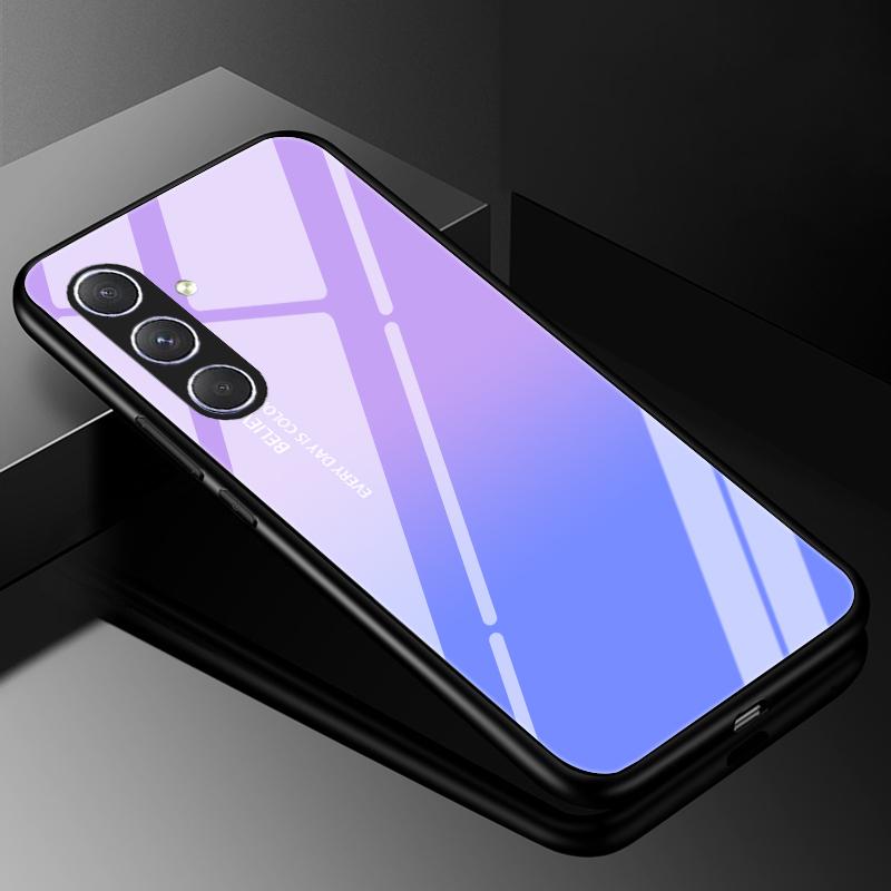 Hartowane Szklane Etui na Telefon Dla Samsung Galaxy A05 A05S Pokrowiec A15 A14 A24 A34 A25 A54 4G 5G Luksusowy Twardy Tył Zderzak A04 A04S A04E