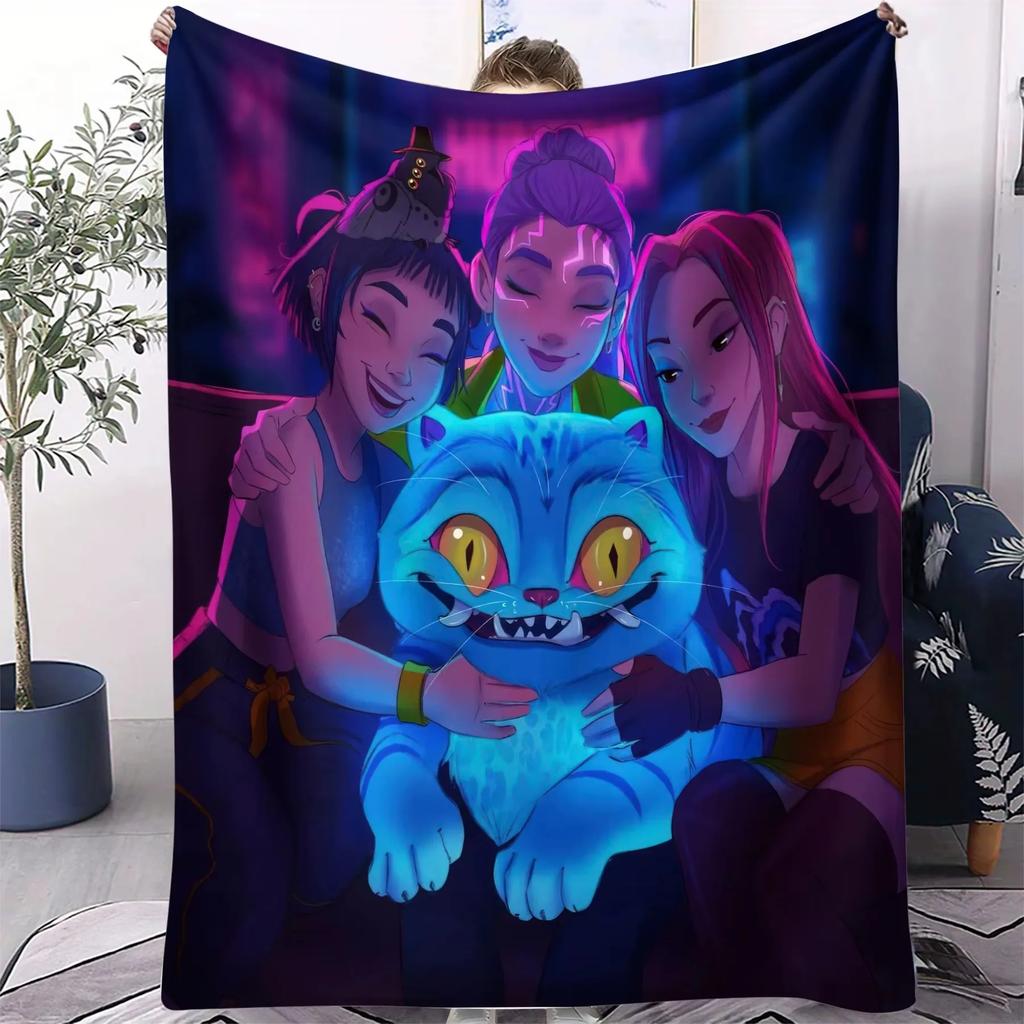 K Pop Demon Hunters Blanket Hot Rumi Mira Zoey Printed Multifunctional Flannel Throw Fan Gifts for Home Leisure Camping Travel