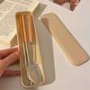 410 Stainless Steel Spoon Fork Chopstick Set with Dust-proof box Wooden Handle Tableware Set Portable Cutlery Set Student