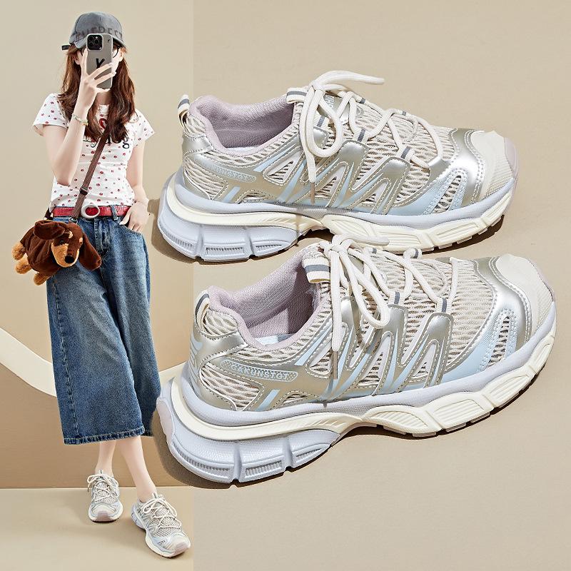 2025 New Women s Dad ShoesSummer Breathable Mesh Sneakers for Running Casual WearPlatform Athletic Shoes for Students 35 шампанского 3324₽
