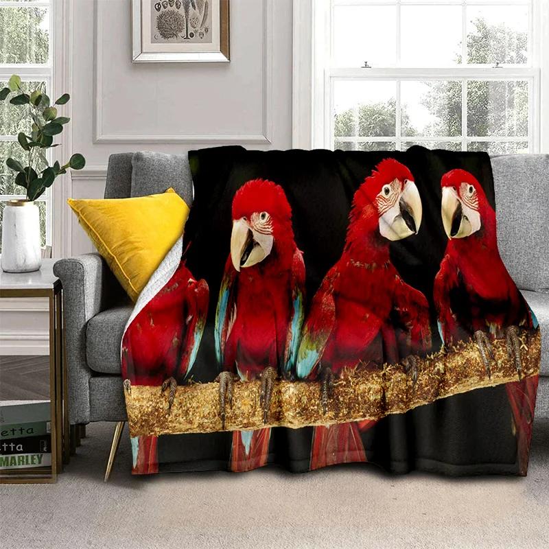 3D Colorful Macaws Parrot Birds Blanket,Soft Throw Blanket for Home Bedroom Bed Sofa Picnic Travel Office Rest Cover Blanket Kid