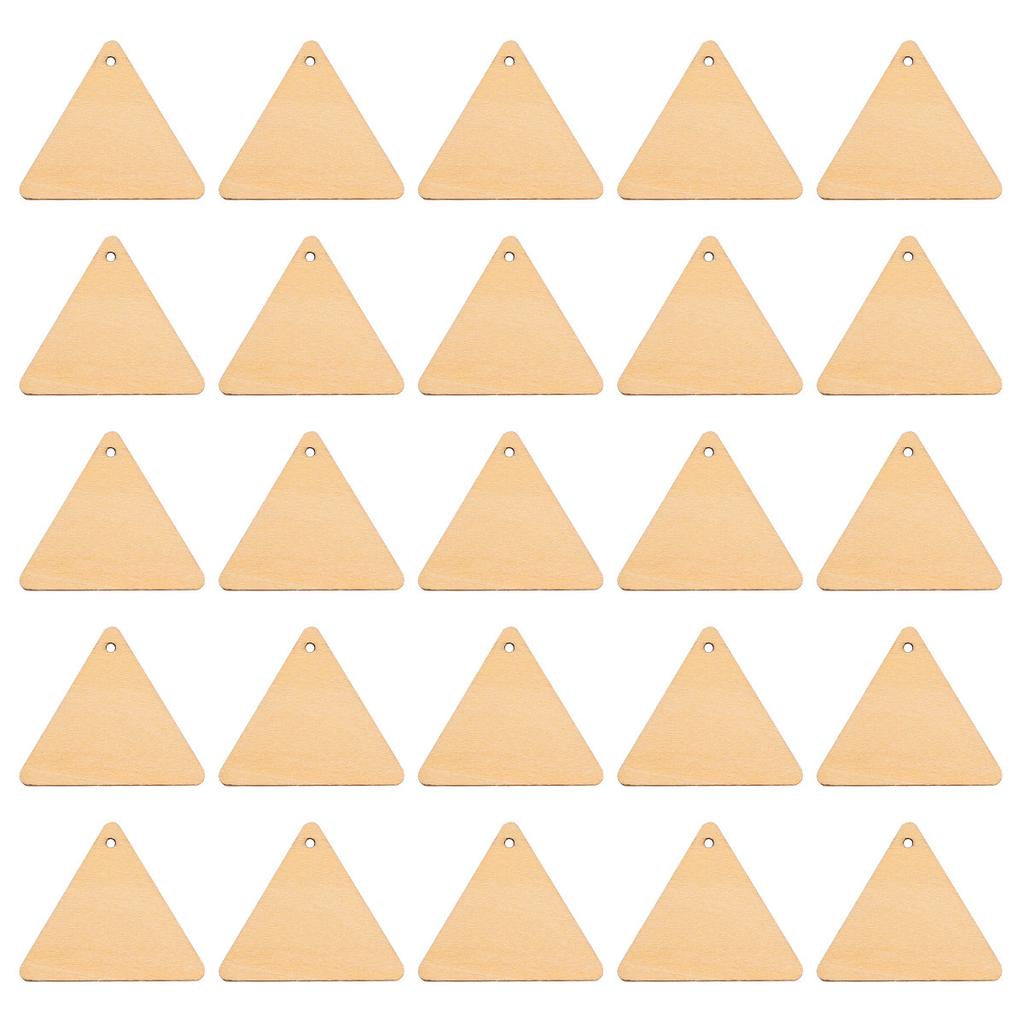 60pcs Wood Triangle Slices Blank Cutouts With Hole Smooth Eco-Friendly For Diy Craft Painting Wedding Christmas Decorations