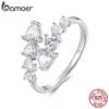 Bamoer 925 Sterling Silver Arranged Heart Open Ring Crystal CZ Adjustable Ring for Women Sparkling Valentine's Day Love Gift