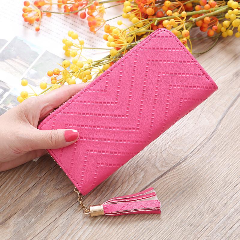 Stylish Long Zipper Wallet For Women With Trendy Tassel Design In Elegant Colors