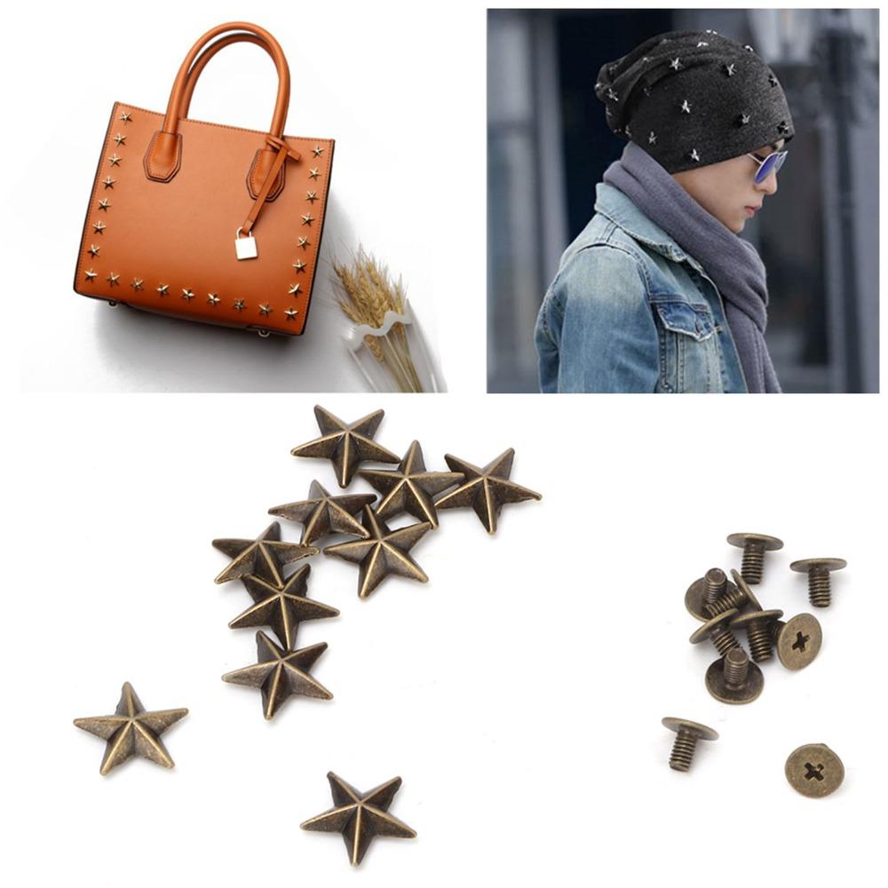 50pcs Metal Metal Star Stud 14mm Leathercraft Rivets Crafts Rivet Spike Screw DIY Decoration
