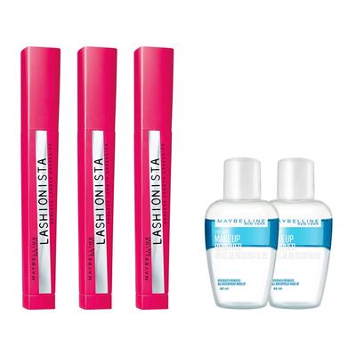 [Set of 3] MAYBELLINE Lashnista N Mascara 01 Black [Includes 2 Mini Removers]