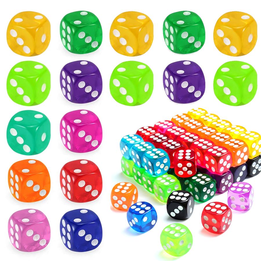 10/50pcs Transparent Dice 14mm Acrylic Interactive Game Tool for Party Friends Family Gathering Board Activity Supplies XJM