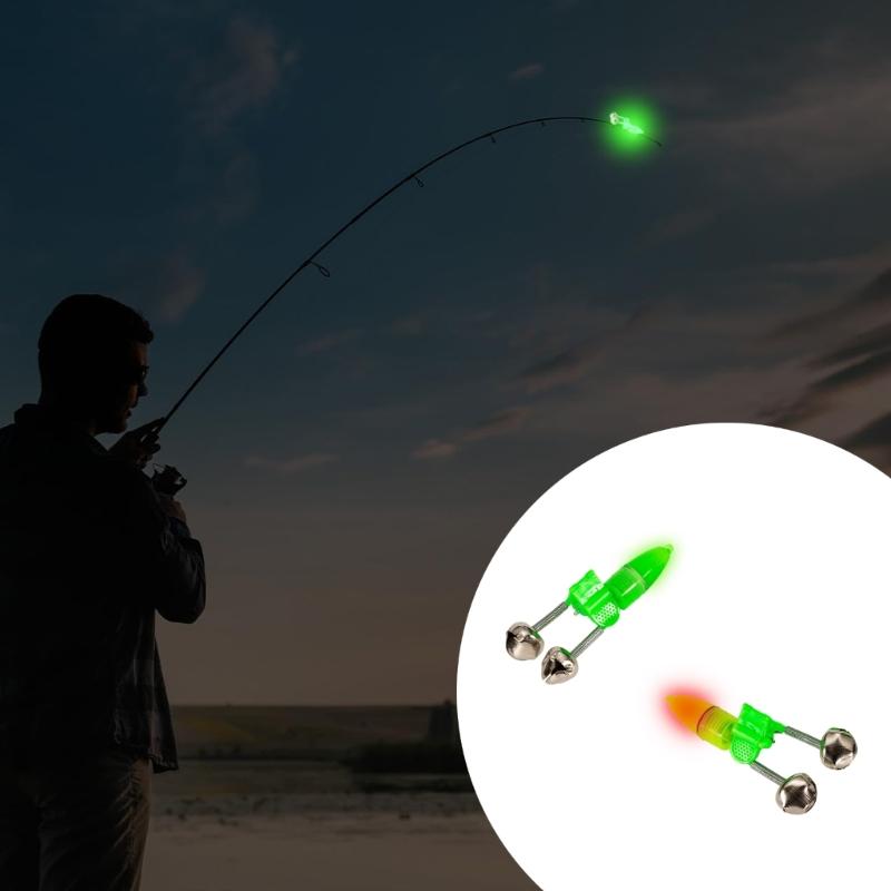 Double Alerts Spirals Fishing Bells With LED Light Fishing Rod Bells LED Night Fishing Rod Bites Alerts Alarm Enduring
