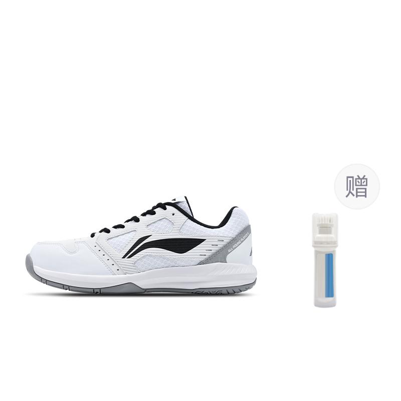 Li Ning Light Feather Slip Resistant Abrasion Resistant Low Top Badminton Shoes Unisex White Black AYTT035-4