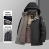 Men's Windproof Winter Down Jacket with Detachable Liner - Middle-Aged Business Style