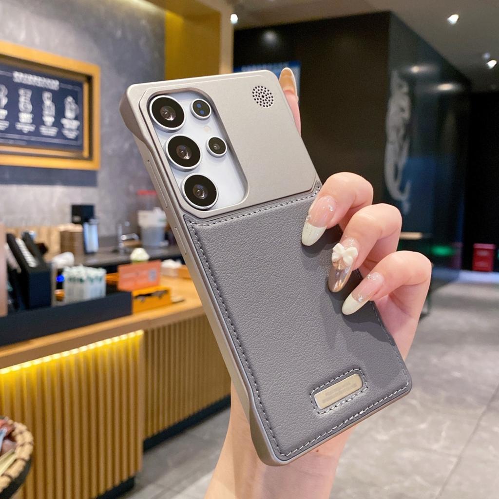 Dla Magsafe Magnetyczne Skórzane Bezramkowe Etui dla Samsung S25 Ultra S24 Plus S23 S22 Ładowanie Bezprzewodowe Lepszy Odprowadzanie Ciepła Galwanizowany Zderzak