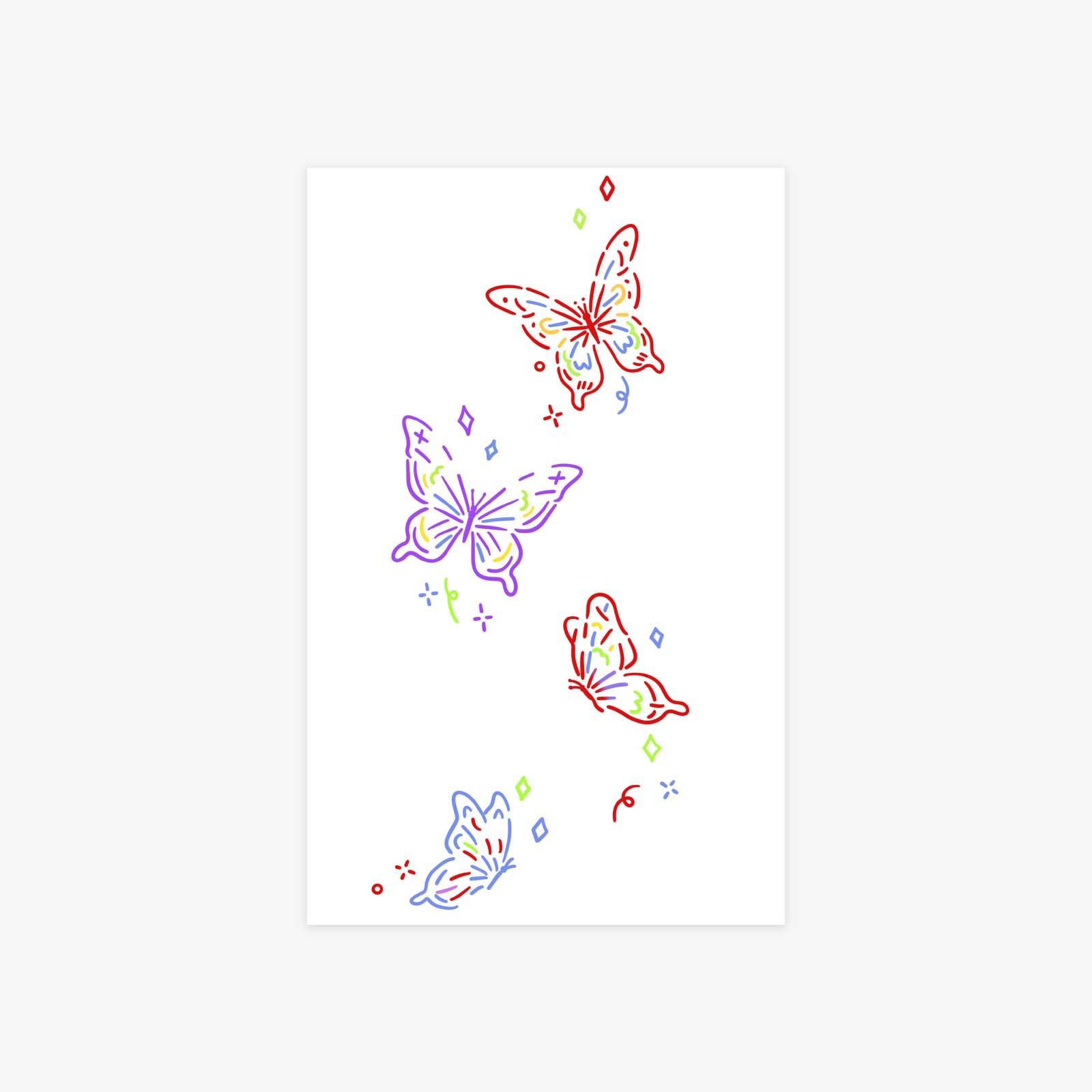 Dopamine, Butterfly Tattoo Stickers High Value Waterproof Lasting Tattoo Stickers Spice Girls 12*19