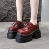 Fashion 10CM Heels Women's High Platform Leather Shoes New 2025 Autumn Chunky Sneakers Female Lace-up Loafers Walking Shoes Woman