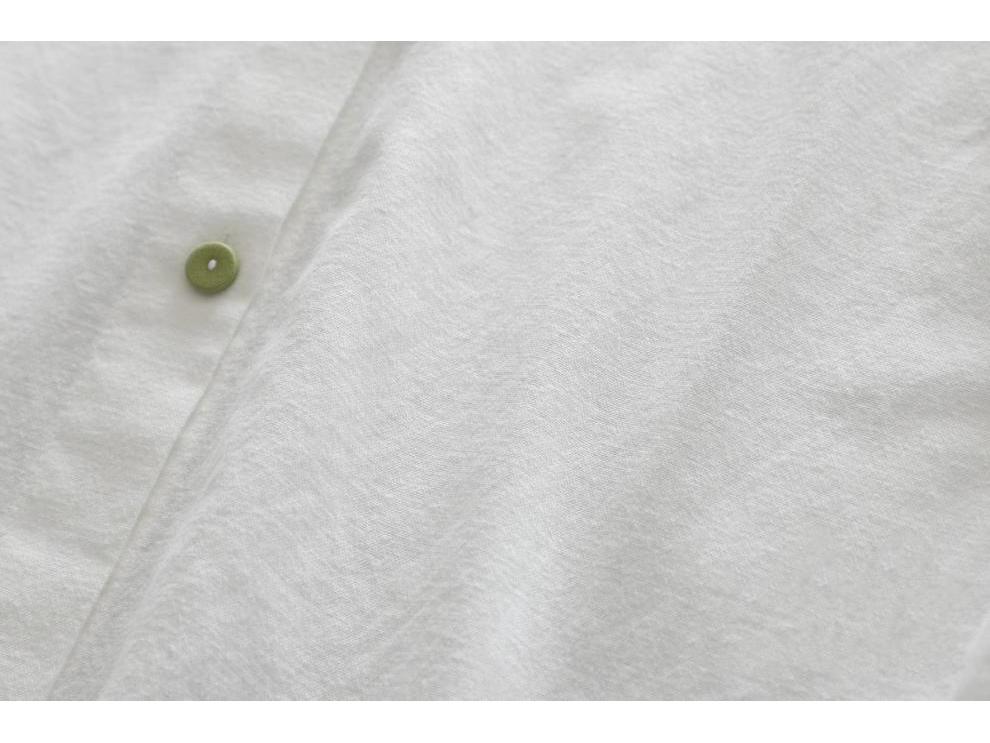 Women's Long Sleeve White Cotton Shirt with Rabbit and Radish Embroidery – Spring & Autumn Collection