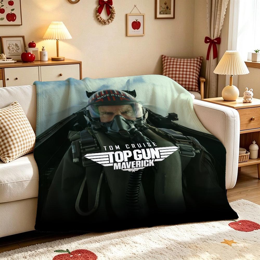 Top Gun Style Fighter Jet Pilot Poster Pattern Theme Flannel Blanket Skinfriendly Warm Throw Blanket For Living Room Office Nap Home Party Decor