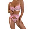 Erotic Lingerie  Women's Sexy Lace Underwear Three Piece Set for Comfortable Fit