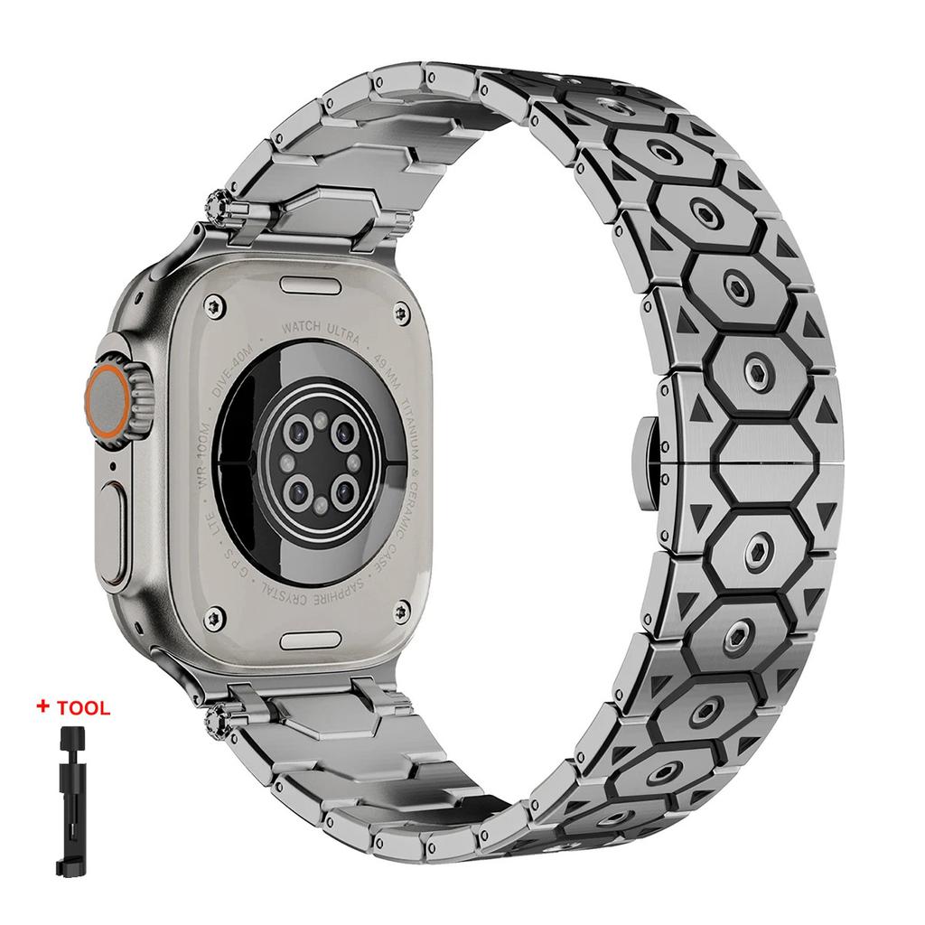 Luxury Titanium Color Strap for Apple Watch 10 Ultra 2 Band 49mm 45mm 44mm 42 Metal Stainless Steel Bracelet Iwatch 9 8 7 6 5 SE