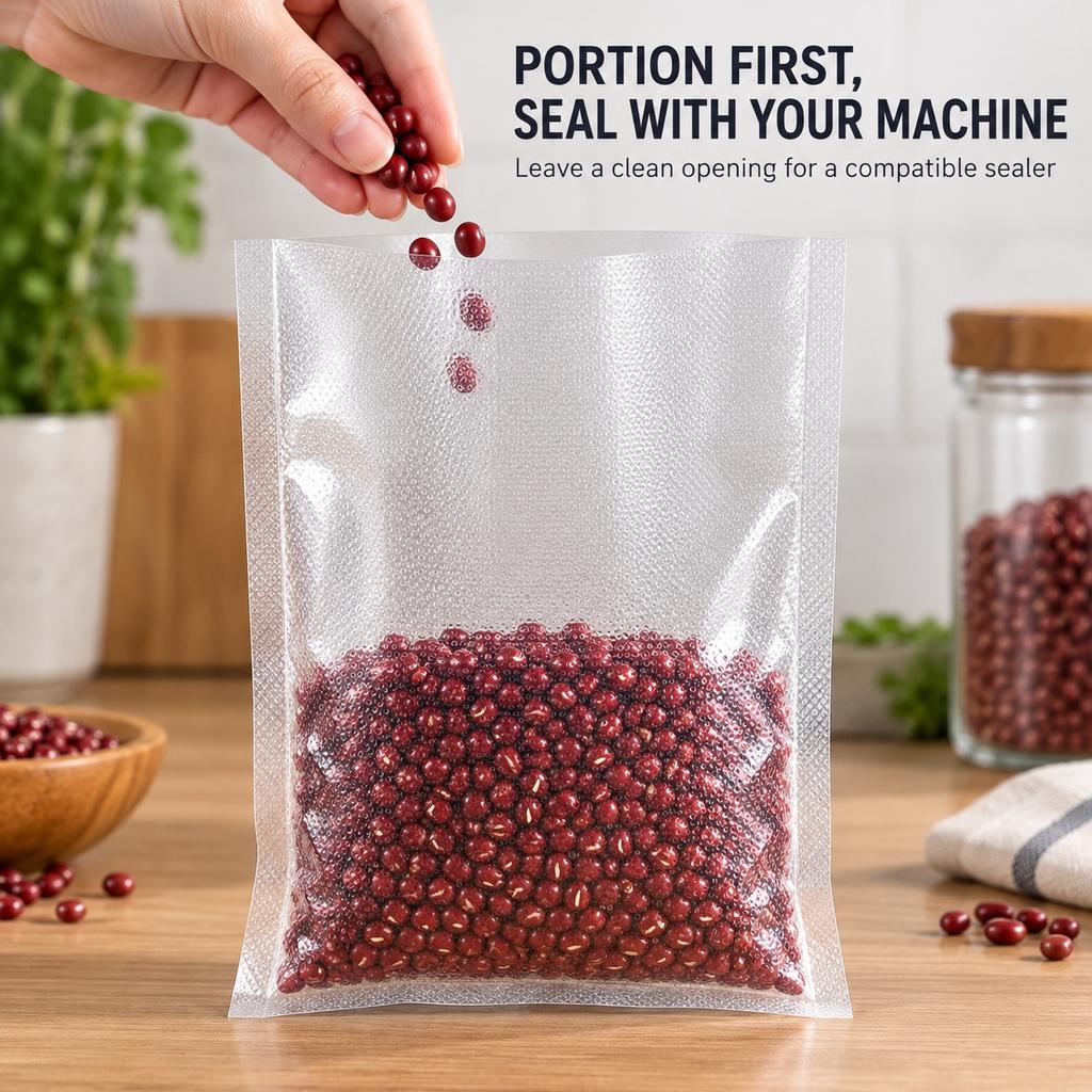 100pcs Precut Embossed Vacuum Sealer Bags, 11 Size Options
