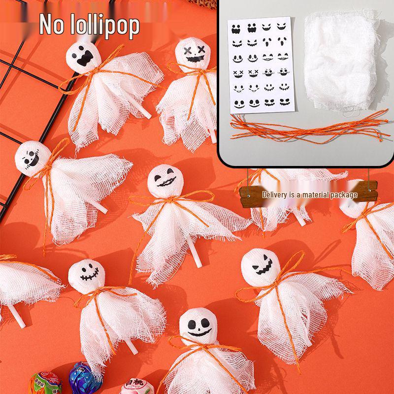 Anaokulu Cadılar Bayramı Hayalet Emoji Lolipop Kendin Yap Şeker Süsleme Çıkartmaları