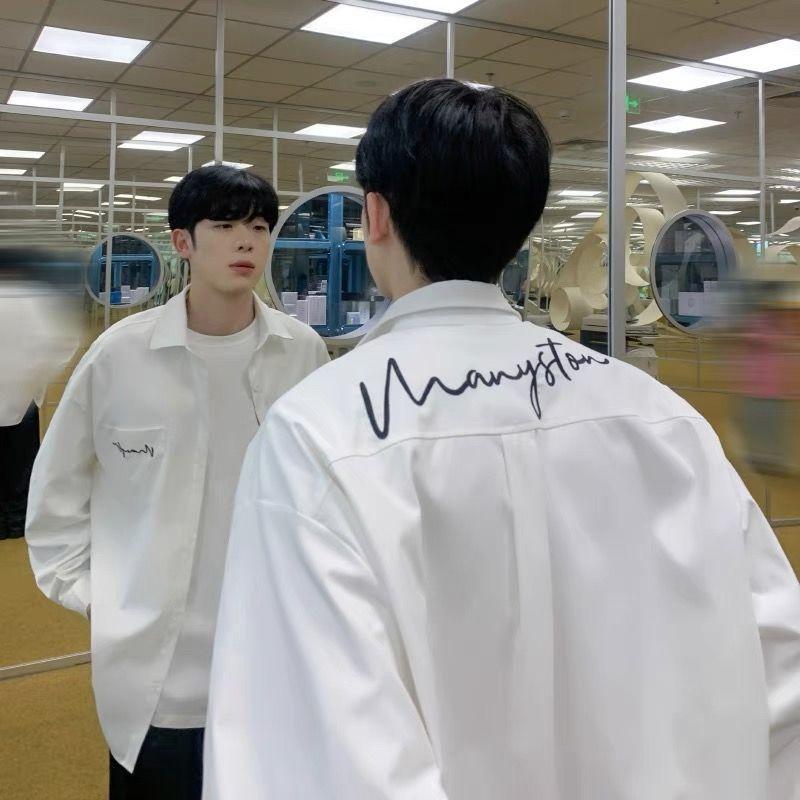 

Корейская версия Вышивка Красивый Тренд Уличный Повседневный Мода Универсальность Популярность Рубашка мужская с длинным рукавом Летний стиль 2024 L белый