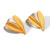 Stainless Steel Leaf Stud Earrings, Niche Design, 18K Gold-Plated, Non-Fading for Women.