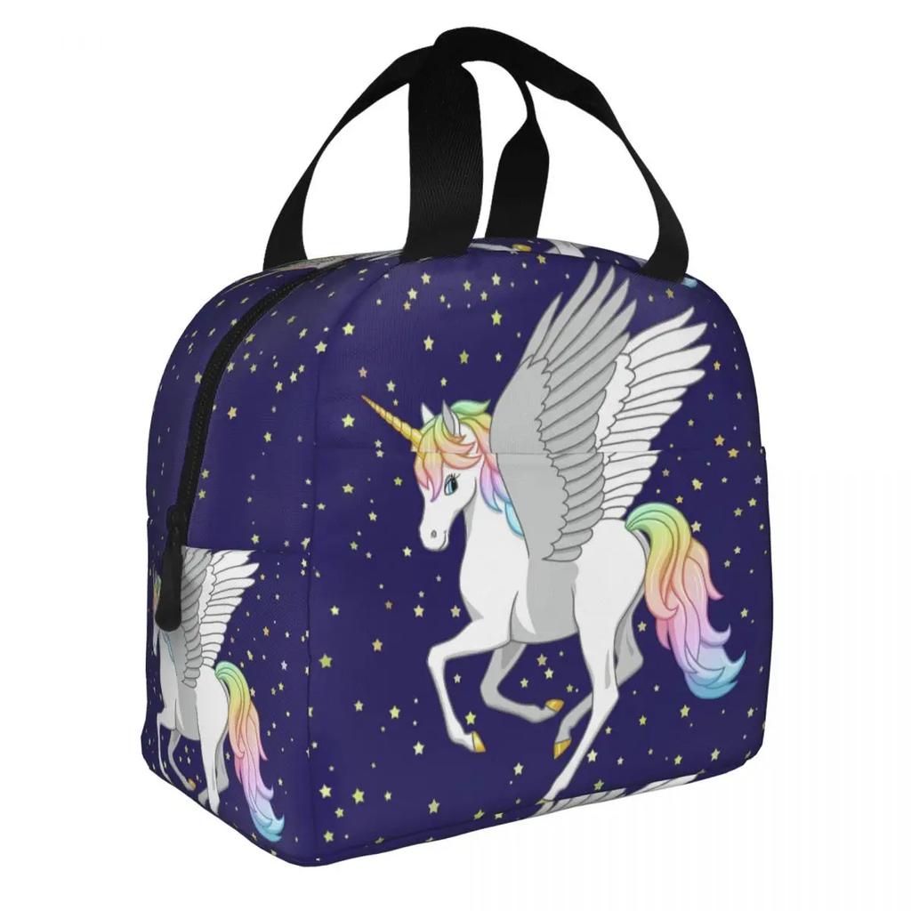 Schattig Eenhoorn Cartoon Patroon Draagbare Lunchbox Vrouwen Waterdicht Thermisch Koeler Voedsel Geïsoleerde Lunchtas School Kinderen Student