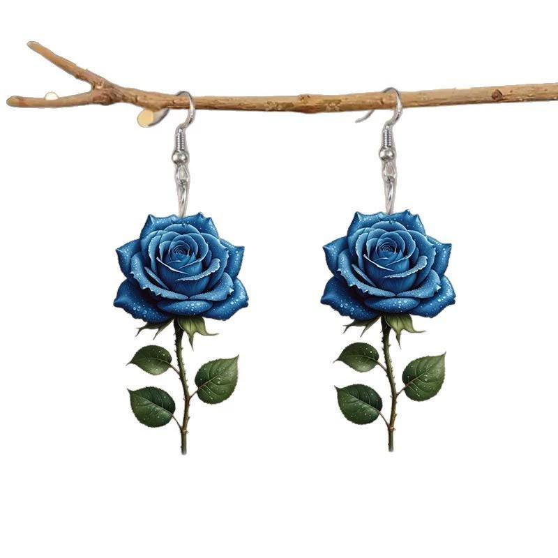 Acrylic Rose Earrings: Japanese Floral Jewelry for Christmas, Valentine's, Mother's Day