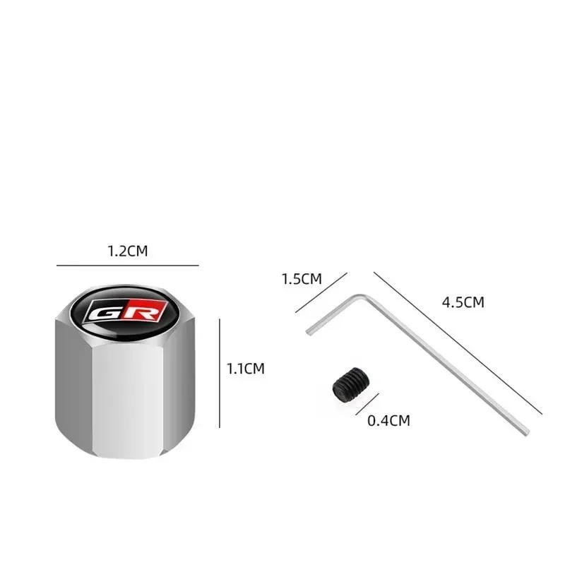 CKO1 Alloy Anti-Theft Tire Valve Caps Car Wheel Stem Rim Caps Covers For Toyota GR Sport Yaris Corolla Hilux Supra C-HR Accessories