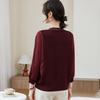 Mother's Spring Style: Gauze Sleeve Knit Top with Hot Drill and Nine-Point Sleeves for Middle-Aged Women