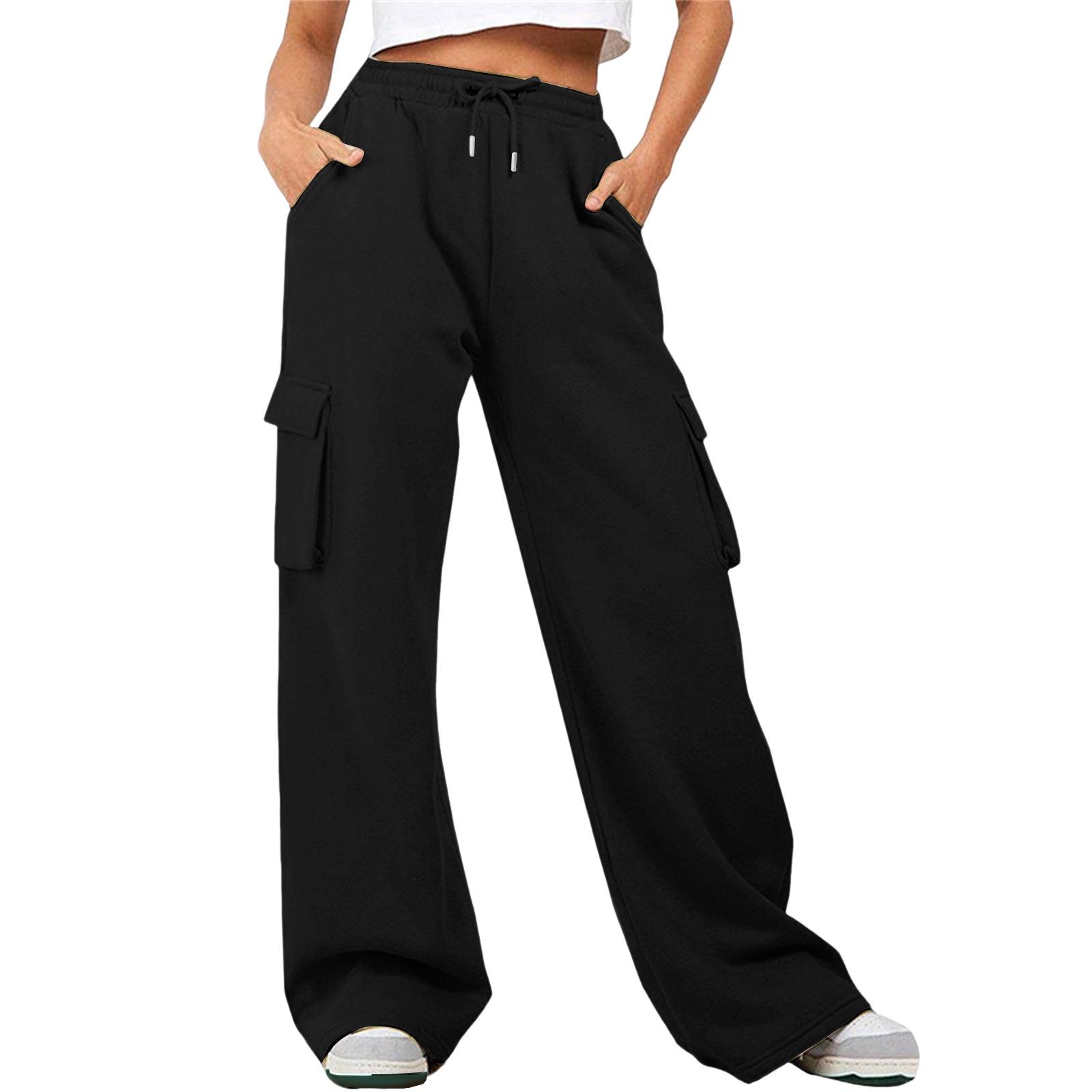 

2026 Fall/Winter Plus Velvet Hooded Drawstring Pants with Side Pockets - Casual Style M чёрный