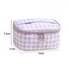 Cute Red Purple Plaid Handbag for Women, Portable Travel Makeup Pouch, Small Large Toiletry Cosmetic Bag with Zipper