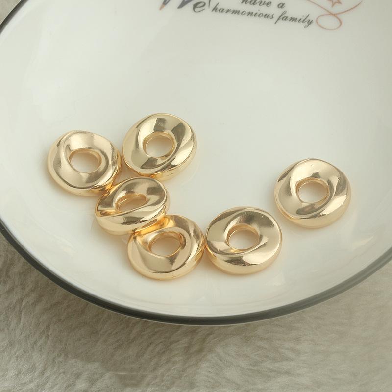 14k Gold Plated Color-Preserving Irregular Wave Square Ring Spacer Bead for DIY Handmade Jewelry