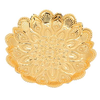 Gold Fruit Bowl Retro Electroplating Pattern Smoother Surfaces Snack Tray for Family Dinners