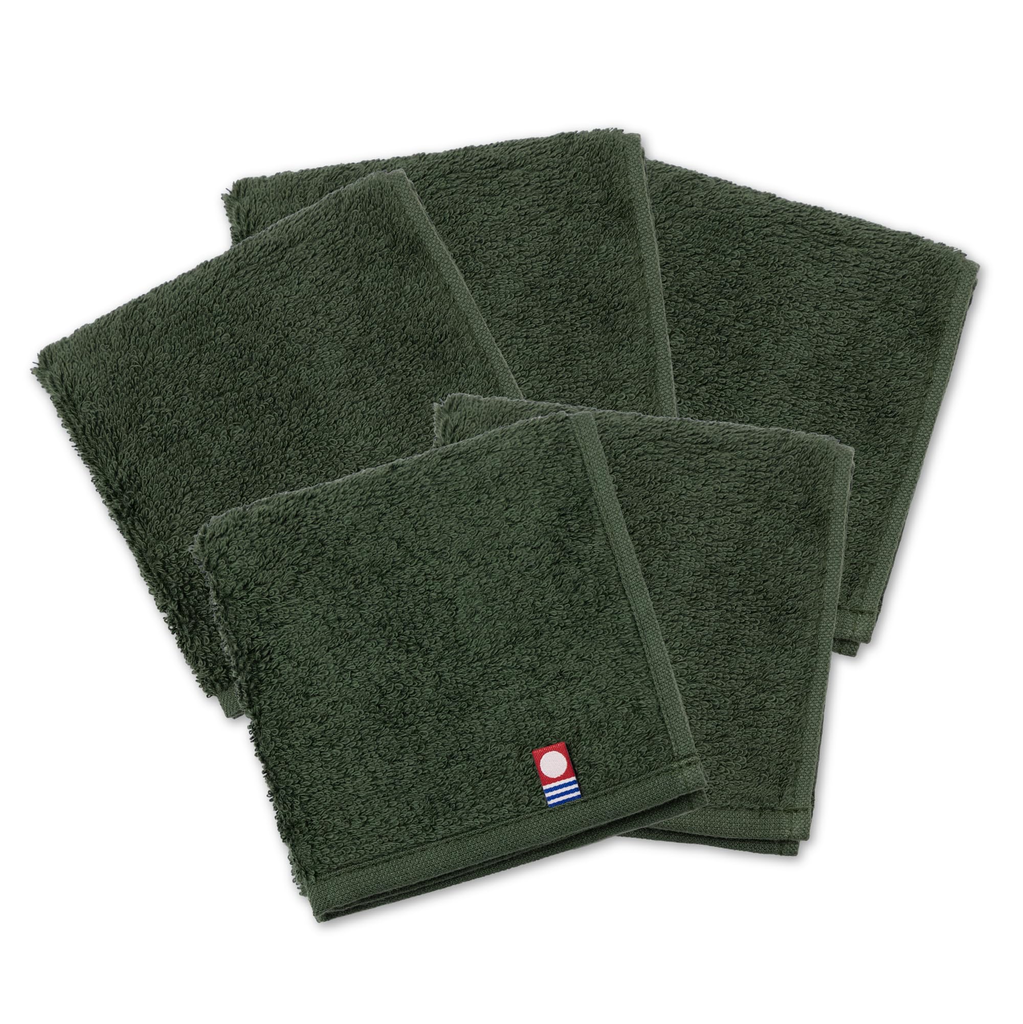 

aso Hand Towel Imabari Towel 5-Piece Set 100% Cotton Made in Japan 22cm Square Individually Packaged Absorbent Compact Towel Handkerchief Byme Green зелений