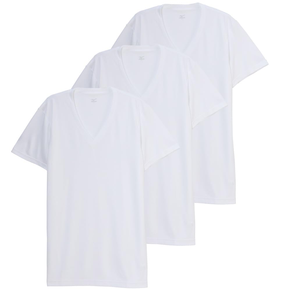 

Inner shirt short quick dry white [Mizuno] (3-piece set) V-neck, sleeve, undershirt, quick-drying, underwear, men s білий