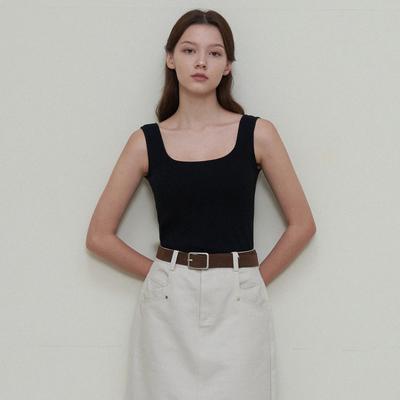 LE STUDIO Square Sleeveless Knit_Black