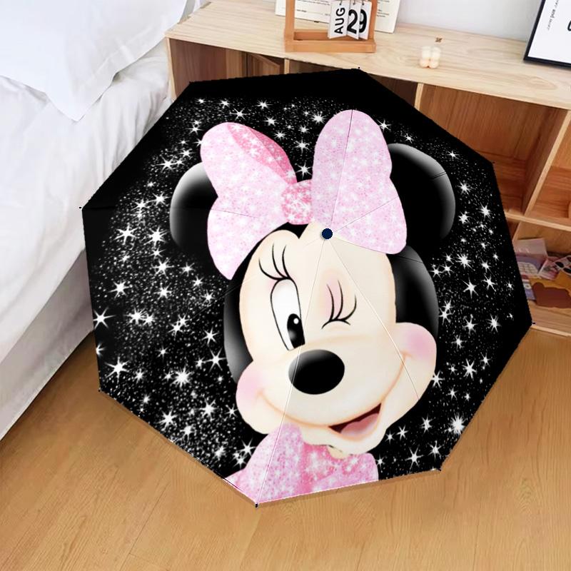 1PC Minn Mouse Printed Umbrella Folding umbrella, automatic umbrella 8-Frame for Travel, camping Fan gifts Christmas Gifts