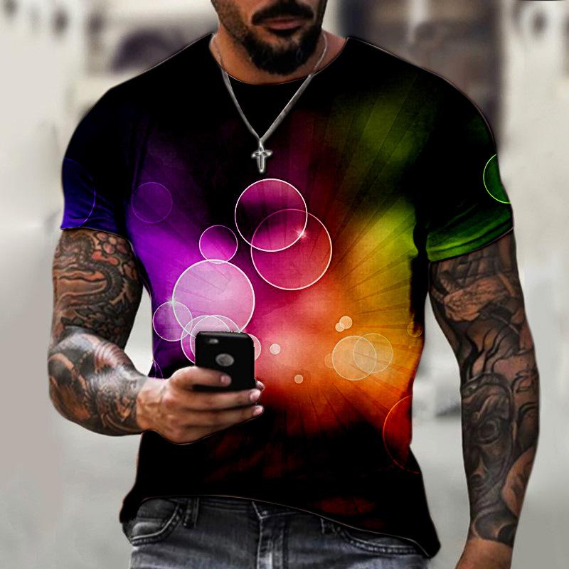 Colorful Bubble Round Neck Short Sleeve T-shirt 3D Digital Printed Summer Top Short Sleeve Shirt