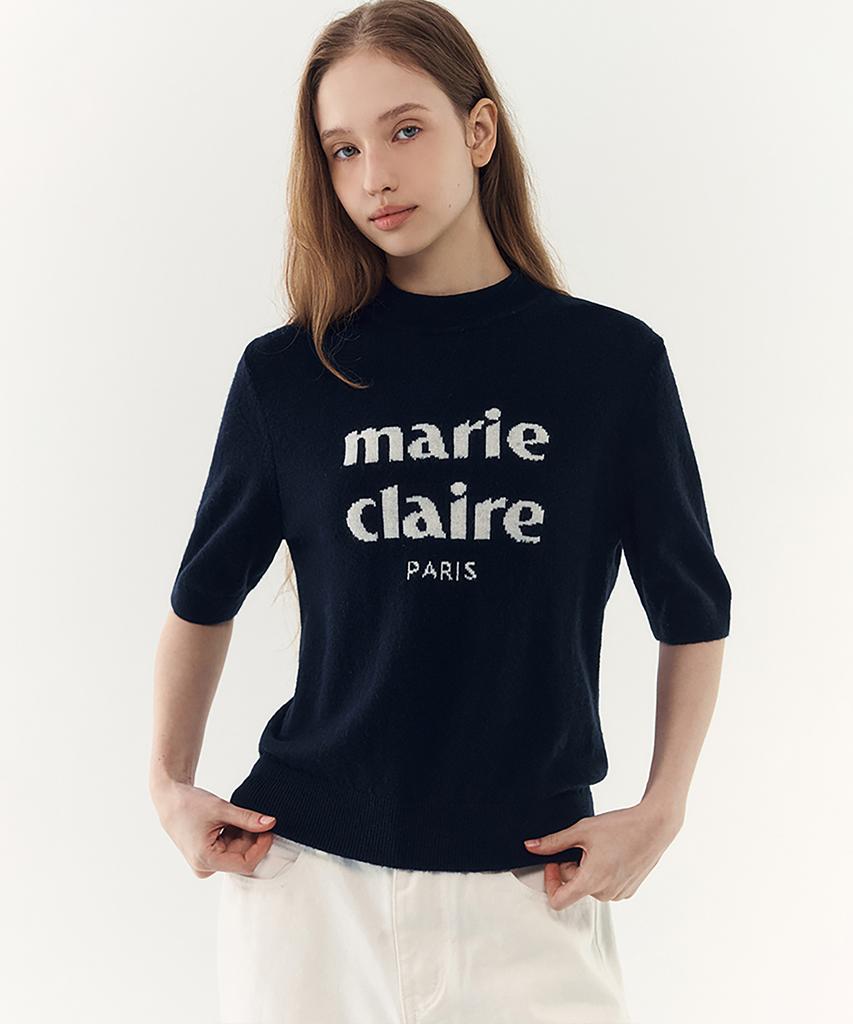 MARIE CLAIRE Essential Logo Cashmere Wool Short Sleeve Knit (Magdkn14Mny)