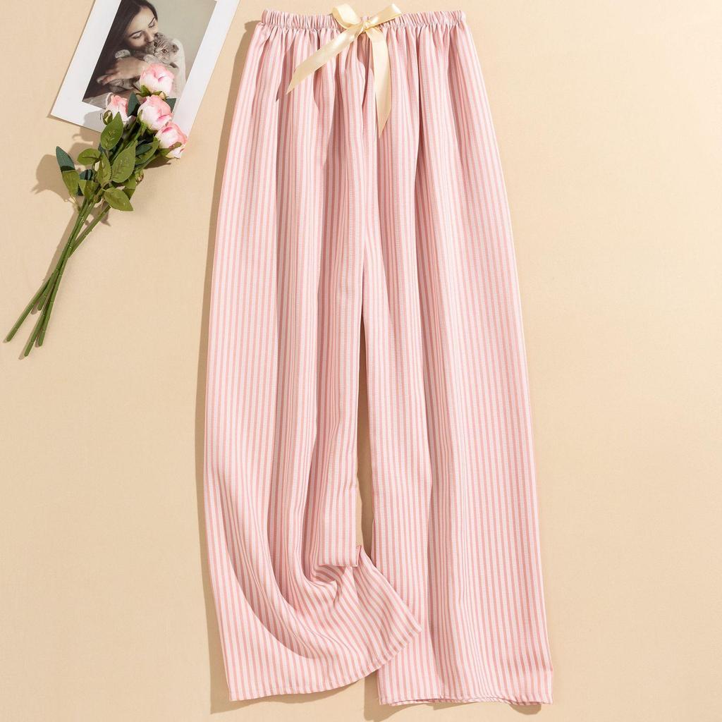 Women's Striped Pajama Pants - Summer Bubble Stripe, Slim, High Waist, Plus Size, Loose, Long Pants for Indoor/Outdoor Wear.