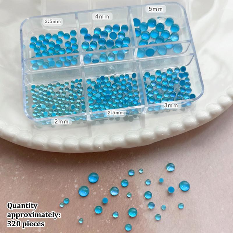 Colorful Mermaid Bubble Bead Half Round Flat Bottom Shiny Aurora Size Mixed Candy Color Nail Art Accessories Decoration Manicure