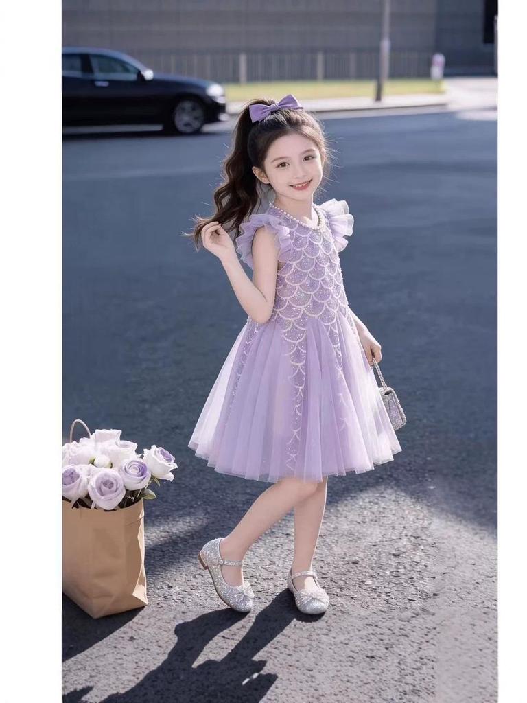 Girls' 2026 Mermaid Princess Summer Dress with Sequins